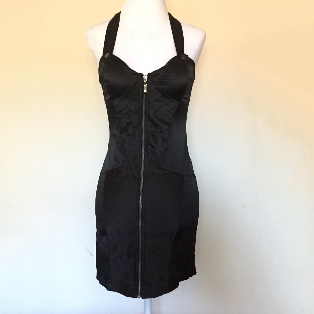 Entry Black Lace Up Corset Halter Dress Small